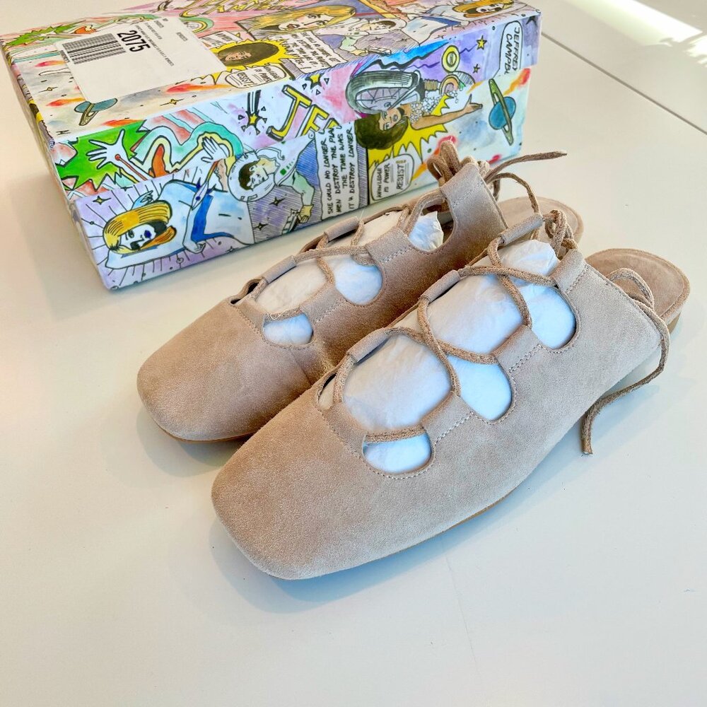 Jeffrey Campbell Tan Lace-Up Flats - Picture 4 of 7